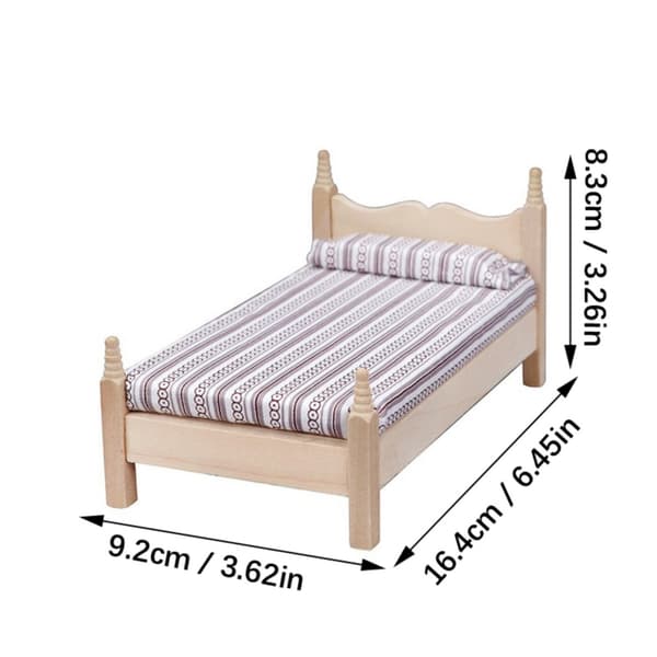 1:12 Miniature Træseng Model Sikker Komponent Dukkehus Møbler