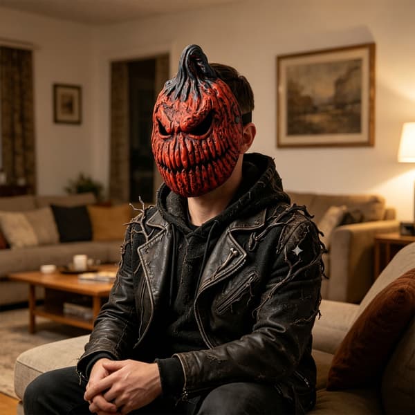 Vennlig PU gresskarhode-maske perfekt for cosplay og temafester