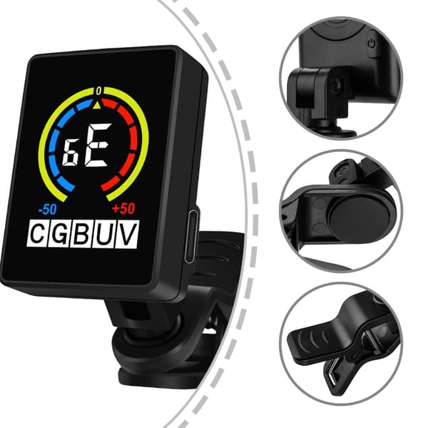 Stämapparat Gitarr Clip On, Digital Gitarrstämmare med LCD-Display för Gitarr, Bas