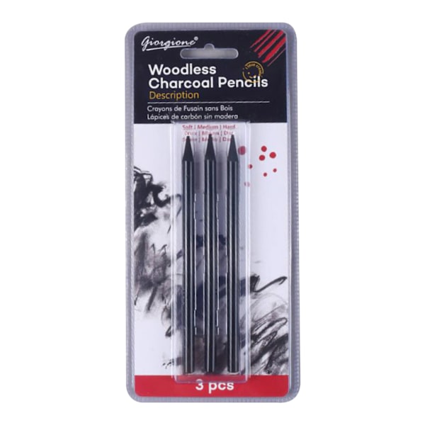 Woodless Penns Set Svart 6 Grader Grafit Penna 3 Degrees Charcoal Penna för nybörjarstudent Amatörmålare 3/6PC