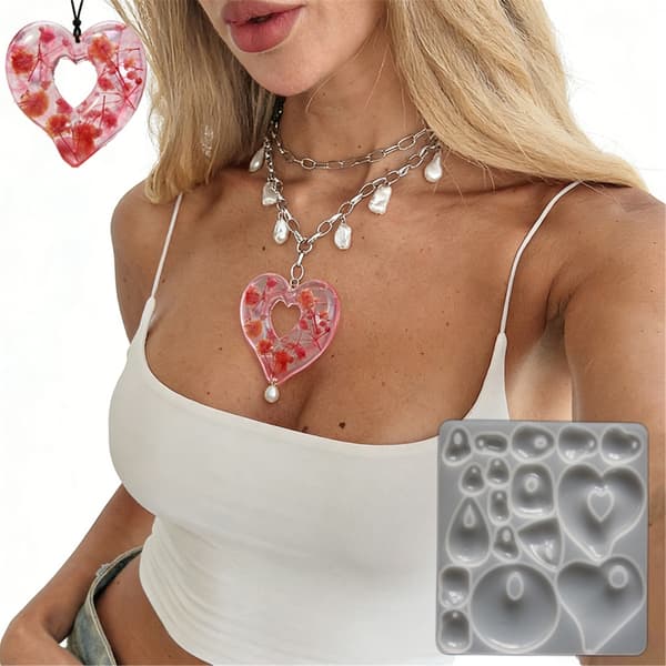 Elegant hjerteformet silikonform for å lage stilige håndlagde tilbehør