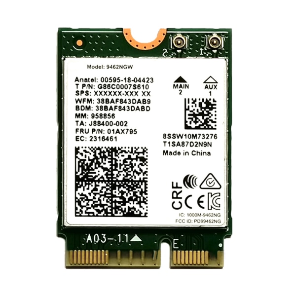 Wireless-AC Dual Band Wifi-kortadapter for Intel 9462NGW CNVI NGFF for M.2 for Key E med Bluetooth-kompatibel 5.0 for