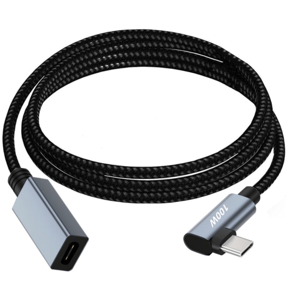 Rättvinklad USB C-förlängningskabel 90 grader 480 Mbps USB-C 2.0 hane till hona videosladd, L-form typ C förlängare
