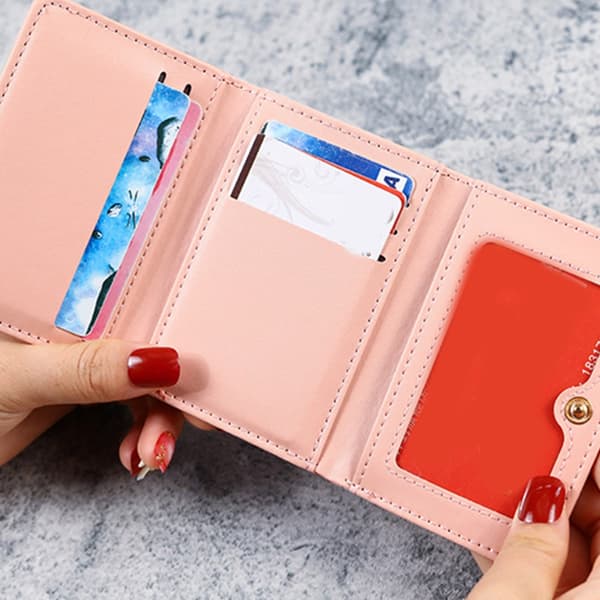 Trendy damepung med søde print og møntrum til pengetasker Pink