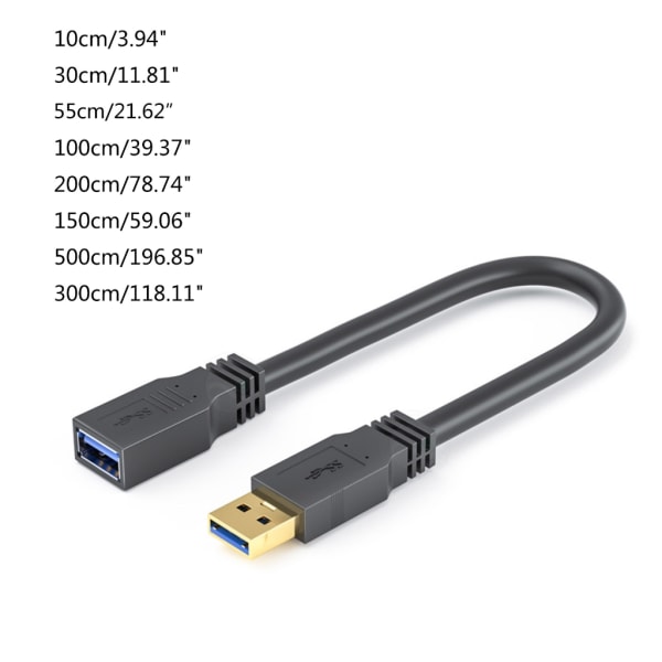 USB3.0 förlängningssladd förlängningskabel för PC, bärbar dator, TV, telefon, hårddisk, mus, tangentbord, U-skiva hållbart plastmaterial 0.3m