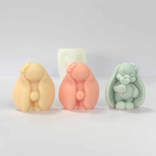 3D Kaniner Silikoneform Håndlavede Lysforme Gipsforme Kagedekoration