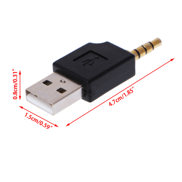 3,5 mm till USB 2.0 Male Aux-adapter för Apple för iPod för Shuffle 1st 2