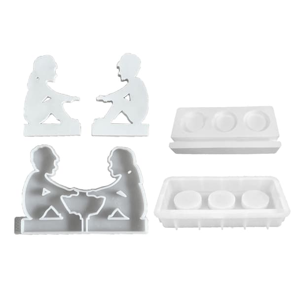 2x/sæt Par Lysestager Silikoneform DIY Lysholder Harpiksforme