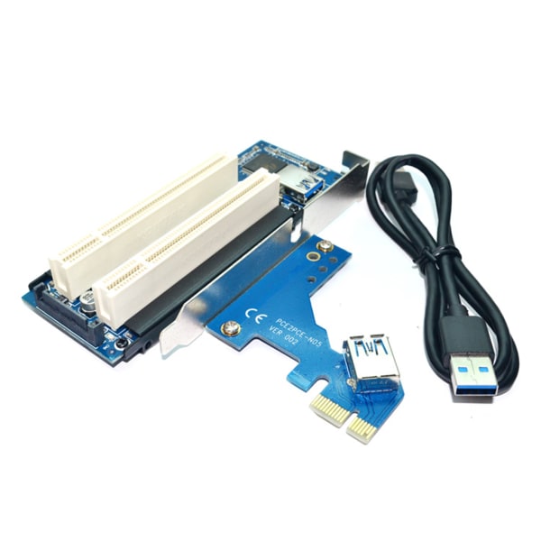 PCI-E Express X1 till Dual PCI Riser Extend Adapterkort med USB laddningskabel för WIN2000/XP/Vista/Win7/Win8/LINUX