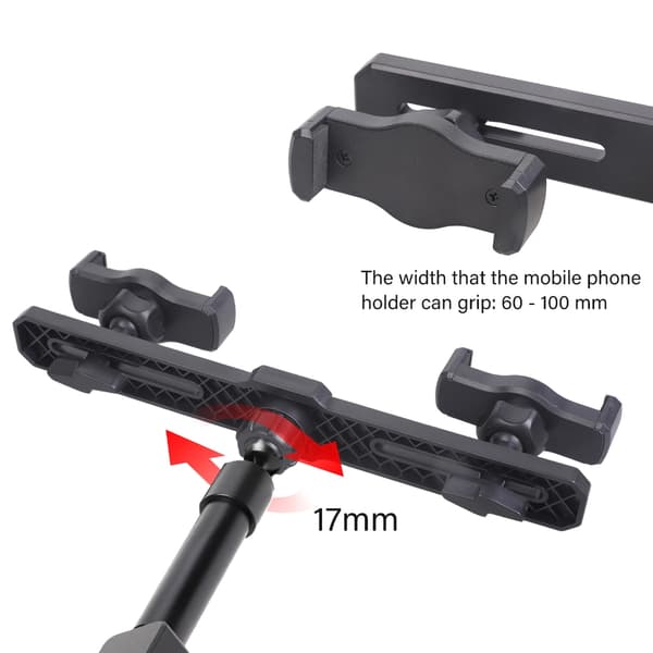 Snurrende Dobbelt Smartphone Stand Bilholder Link 27cm Base Længde Fast Greb