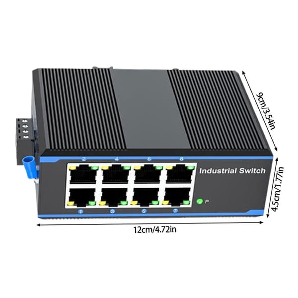 Netværks Ethernet Switch DIN-skinne monteret Plug and Play installation