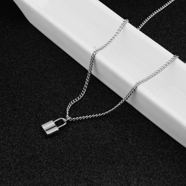 Vintage för Titanium Rolo Cable Chain Halsband Smycken Dekoration Mini Hänglås Hänge Halsband Party Favor Choker för G null - 1