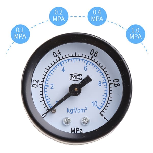 Universal trykmåler 0-1,0 Mpa-/0-10kgf/cm² lavtryksmåler 1/8\" gevind
