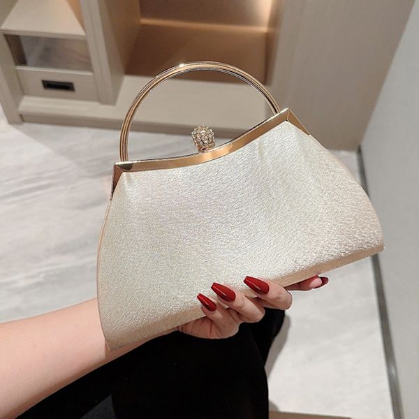 Kvällsväska Enfärgad damväska Bröllopskedjeväska Cocktail Clutch Handväska Apricot