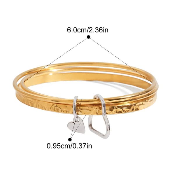 Moderne Stackable Hamret Hjerte Armbånd Rustfritt Stål Smykker For Kvinner