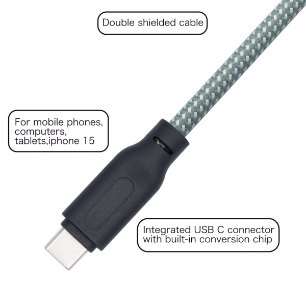 USB C till 6,35 mm-kabel för mikrofonförstärkare hemmabiotyp C till 6,35 mm 2m
