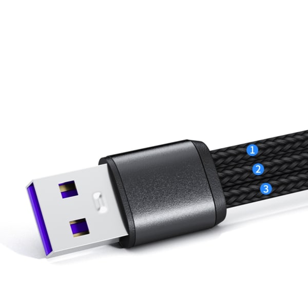 1 till 3 USB till Type-C Micro USB Laddningskabel USB Datasladd Förlängning för mobiltelefoner, surfplattor Pads Kontakt 20/120cm Black 20cm