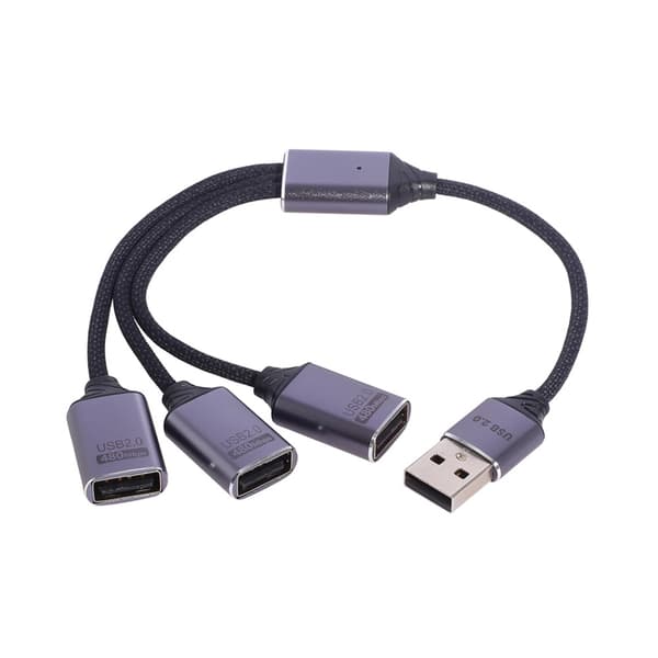 3-i-1 USB-splitkabel 25 cm ledning til computer, bærbar computer, USB-flashdrev, mus