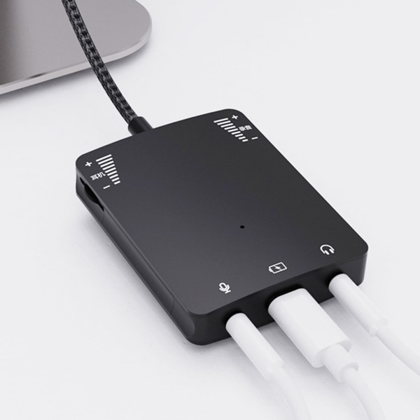 Typ-C ljudkortskonverterare USB-C till 3,5 mm Audio Jack Adapter för datortelefon Live Broadcast ljudkort