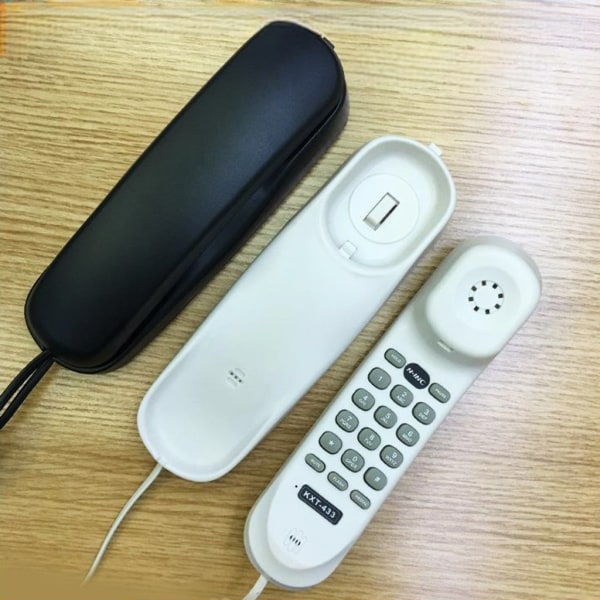 Hustelefoner med sladd Telefon Skrivbord/väggmonterbar fast telefon Platssparande Black