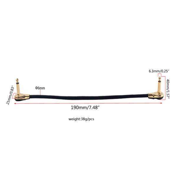 7 tum 13 tum gitarr patchkablar, svart gitarrpedal kabel påverkan kabel sladd 33 cm