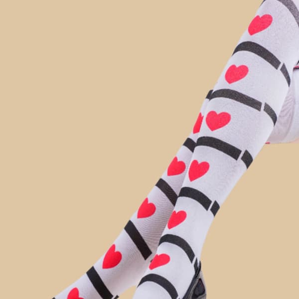 Skummelt Halloween Hjerte Design Dame Stretch Lårhøye Sokker Strømper Myk Polyester