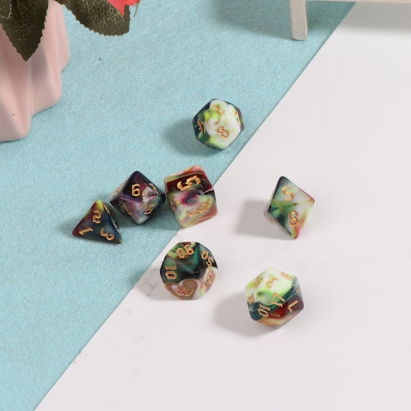 7 stk. Akryl Polyhedral Terningspil Terninger til Rollespil Brætspil 3