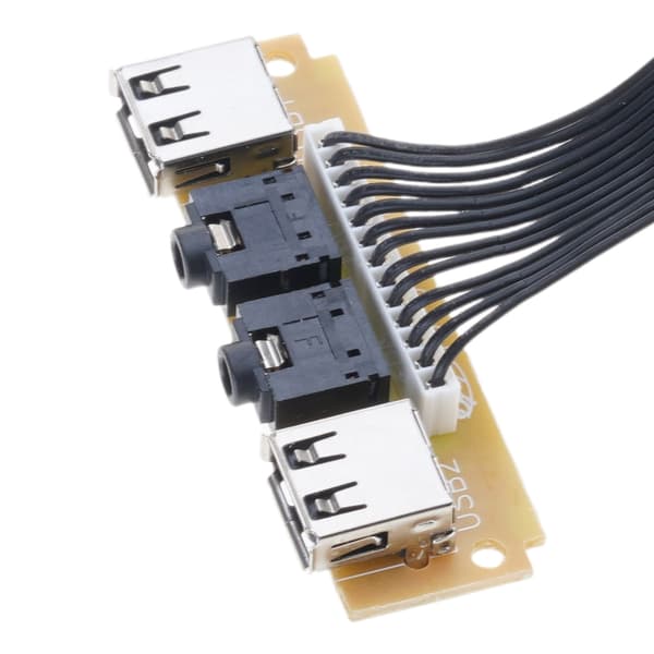 USB Frontpanel HUB Mikrofon & Øretelefon Audio Jack Port 6cm Forlengelseskabel