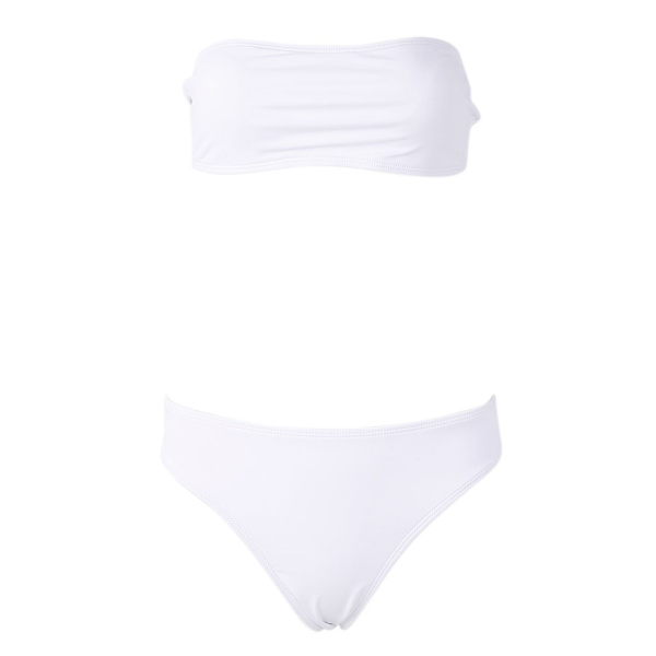 Seksikäs naisten bikinit - olkaimeton bandeau push-up -uimapuku uima-asu White S