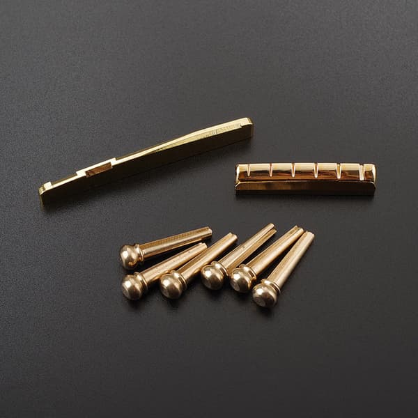 Notched Guitar Nut og Bridge Saddle Guitar Dele Golden