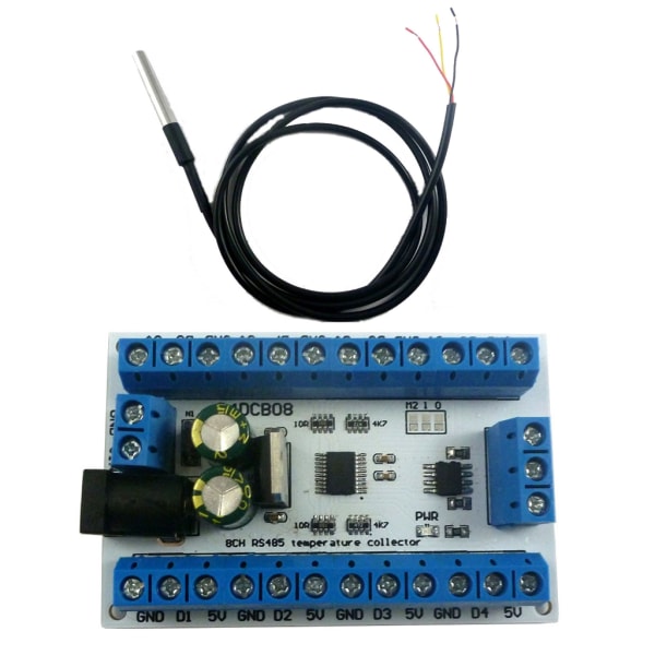 Erittäin tarkka 8-kanavainen lämpötila-anturikortti Modbus RTU -protokollalla ja DS18B20-anturit