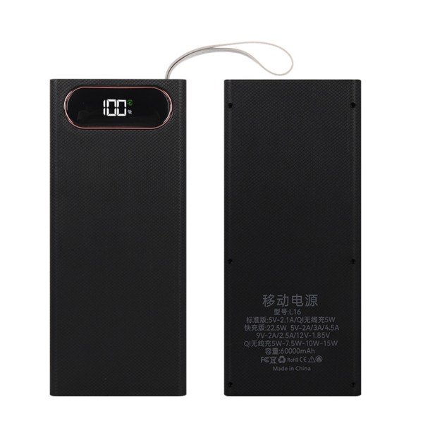18650 Power Bank för Case Dual USB Mobiltelefon Laddning Trådlös Laddare Batterilåda Mobiltelefon Ersättningsdelar Black - S
