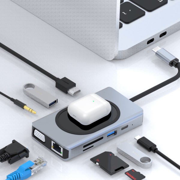 Bärbar USB Hub Laddningsstation 15W Mobilklocka Watch Trådlös laddare för smart power