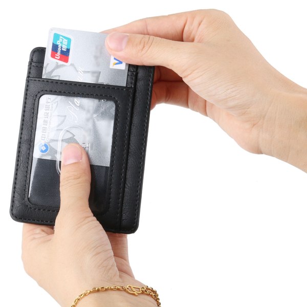Slank frontlomme tegnebog Kreditkortholder RFID-blokering Holder op til 8 kort Coffee