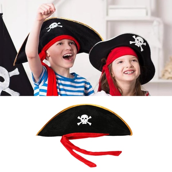 Halloween Pirate Hatt Skalle Print Pirate Party Hat Halloween Cosplay Caribbean Pirate Hat Pirate Captain Hat Cosplay
