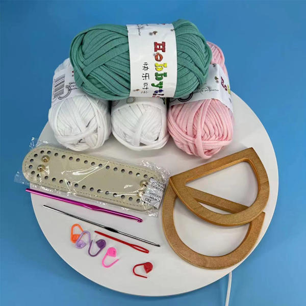 DIY håndlavet taske Retro stil håndtaske syning med syværktøj PU læder bund Hæklet håndtag Tasker Fremstilling af håndværkstilbehør Style 1