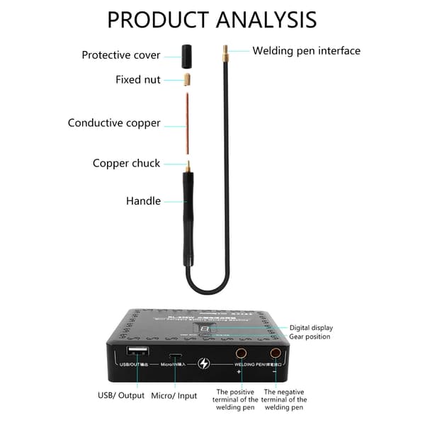 Profesjonell RL-936W Mini Bærbar Batterispotsveiser for Mobiltelefon