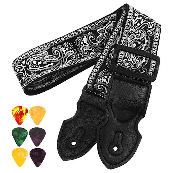 Gitarrband med 6 Plektrum Läderändar Gitarrband Present till Gitarrister