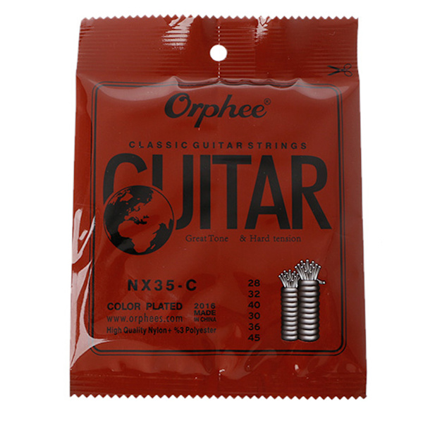 Orphee NX35-C 6-pack klassiska gitarrsträngar 028-045 tum nylonkärna stålpläterade