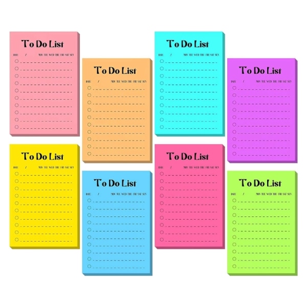 8 st Sticky Notes Pad Fodrad Färgglad Sticky Notes-påminnelse på kylskåpsdator