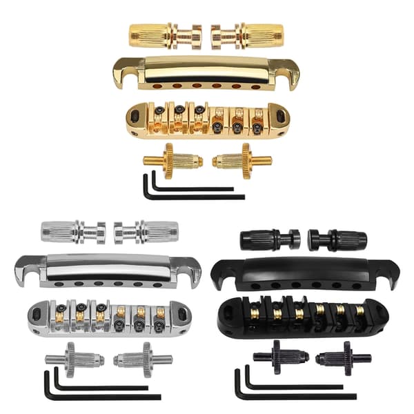 1 set 6-strängad gitarr Tune O Matic stall och stallstycke med stolpar Black