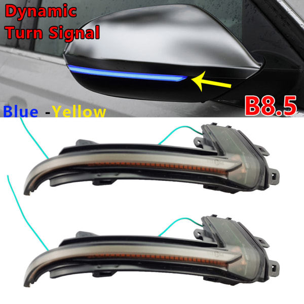 Bilflytande LED dynamisk backspegel Blinkers för AudiA3 B8 A4 S4 A5 S5 A6 Blue yellow B8.5