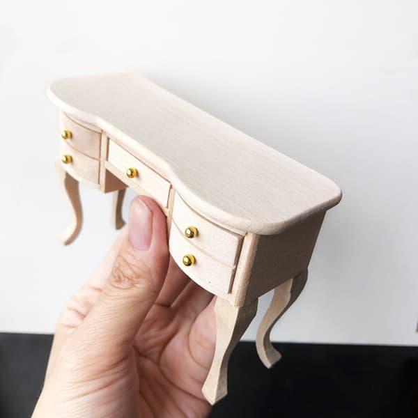 Træ skrivebordsstol modelsæt 1/12 skala miniature værelsesdekorationer til samler