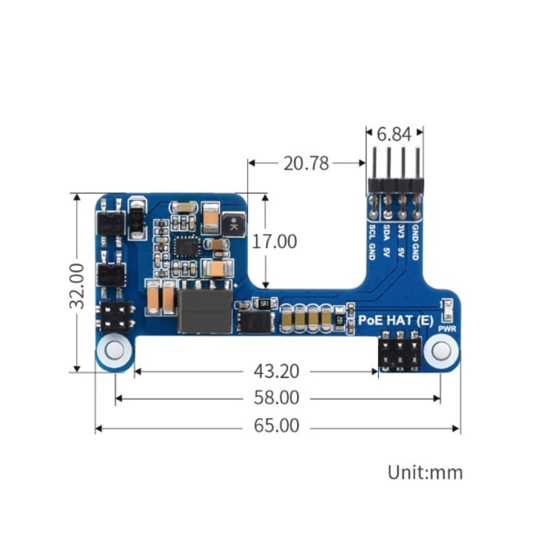 Bekväm power PoE HAT (E) för Raspberry 3B+/4B Board Förbättrar power och flexibiliteten