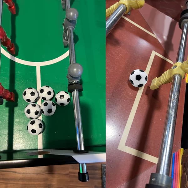 Sæt med 6 standard 23 mm bordfodboldbolde perfekt til bordfodboldspil