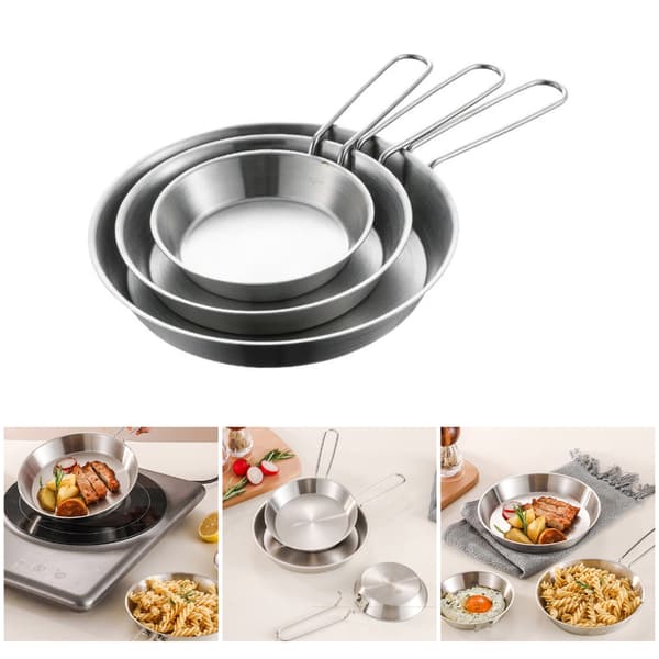 3 stk. non-stick stekepanner for camping, rask oppvarming, sammenleggbart kokekar