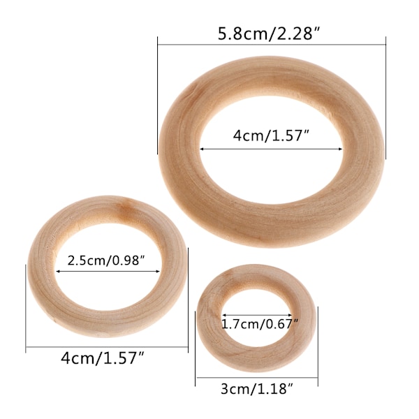 10-pack träringar för att måla träcirklar för hantverk DIY fågel papegojleksak 3*1.7cm