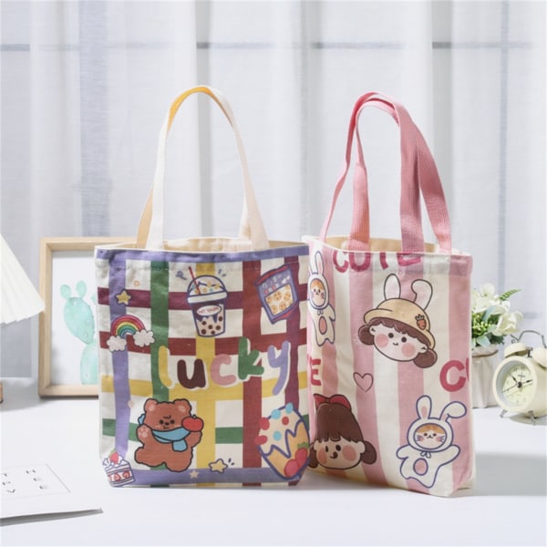 Handväska Mobilväska för flicka Kvinnor Student Mångsidig Bucket Bag Canvas Bag E