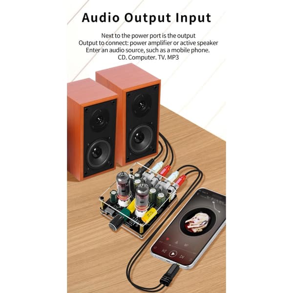 Kompakt HiFi Rør Preamp Buffer Høyttaler 6K4 Rørforforsterker Forsterker