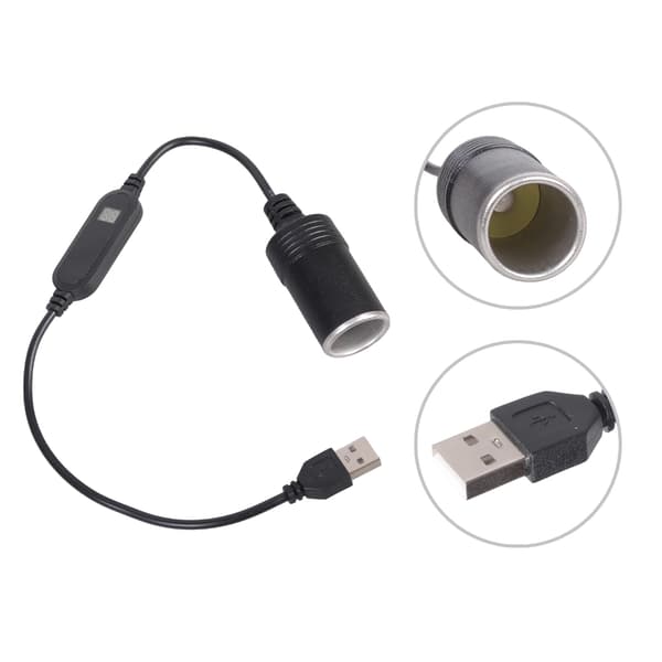 12W USB A han til 12V hun bil cigarettænder strømadapterkabel